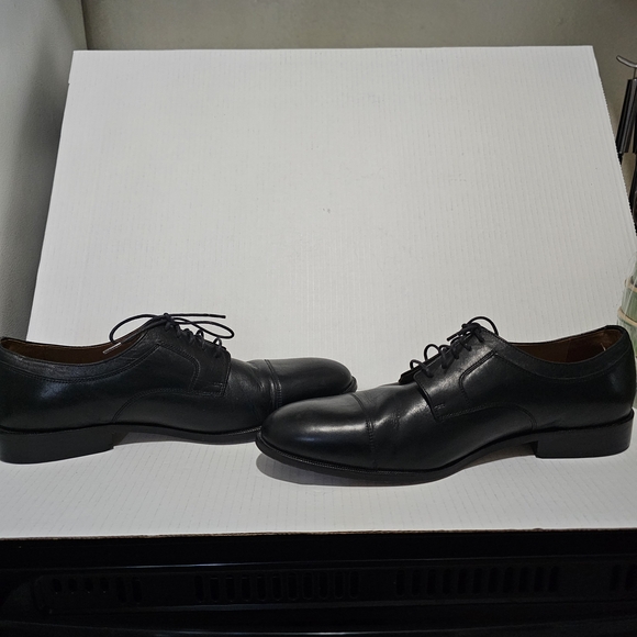 Johnston & Murphy Sz 11.5 Black Leather cap toe Oxford shoes Dress formal - Picture 1 of 14